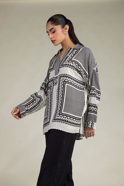 Embroidered | Viscose Crepe | Short V-Neck Shirt | GBP 17.50
