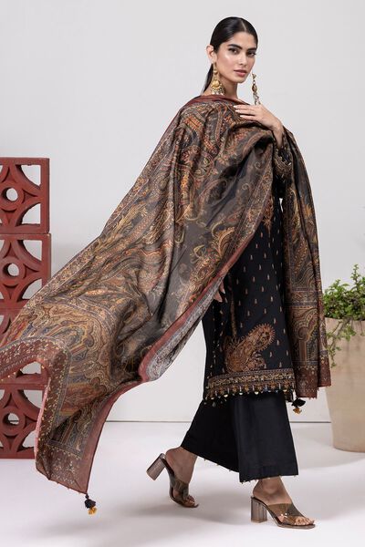 Dull Raw Silk | Embroidered | Fabrics 3 Piece | GBP 27.50