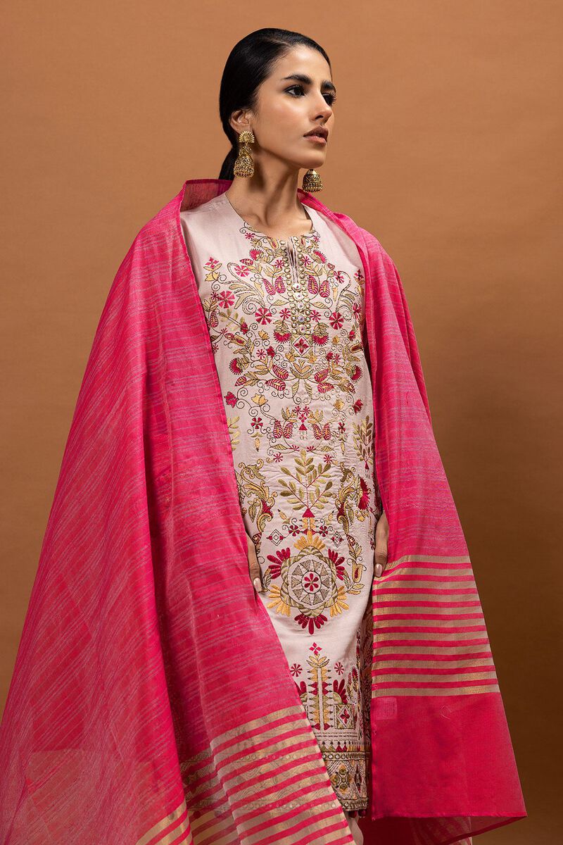 Embroidered | Dull Raw Silk | Fabrics 3 Piece | null
