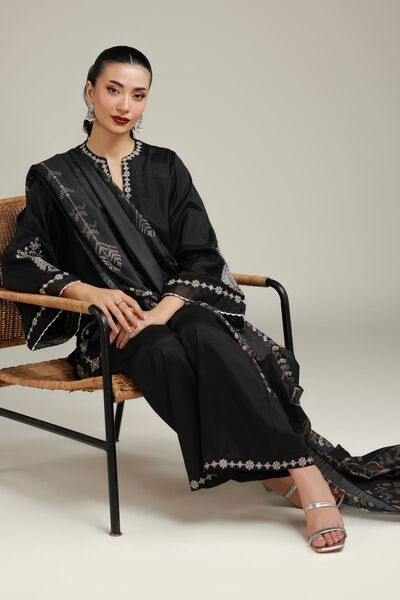 Embroidered | Raw Silk | Black Silk Kurta | GBP 40.00
