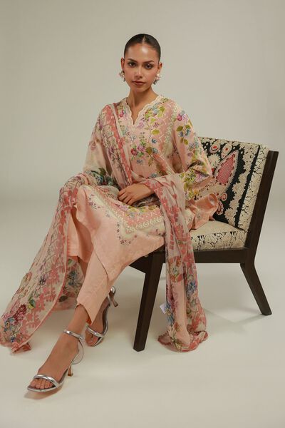 Embroidered | Chiffon | Floral Draped Dupatta | GBP 25.00