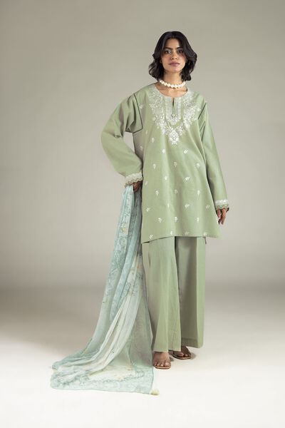 Embroidered | Cotton Dobby | Fabrics 3 Piece | GBP 24.50