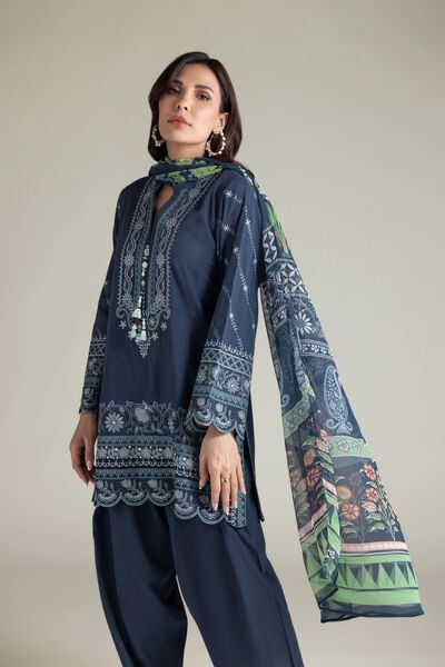 Embroidered | Textured Cotton | Tailored 3 Piece | GBP 80.00