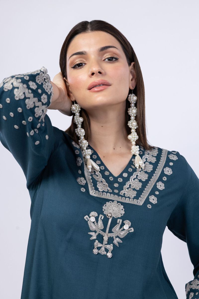 Embroidered | Crosshatch Raw Silk | Kurta | GBP 45.00