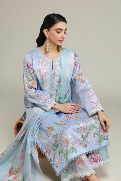 Printed | Satin | Tailored 3 Piece | GBP 60.00