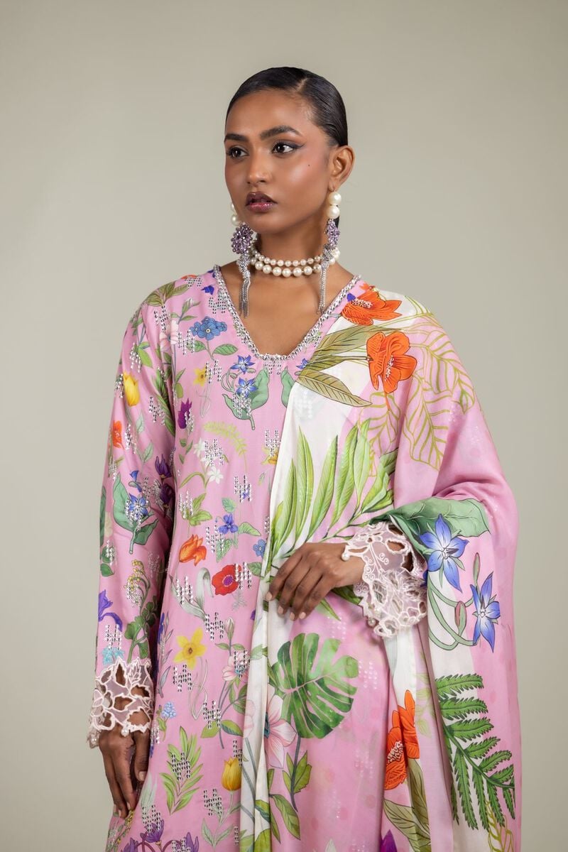 Raw Silk | Floral Embroidered Suit | GBP 155.00