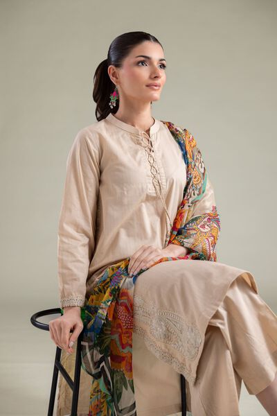 Embroidered | Cotton Dobby | Solid Longline Kurta | GBP 40.00