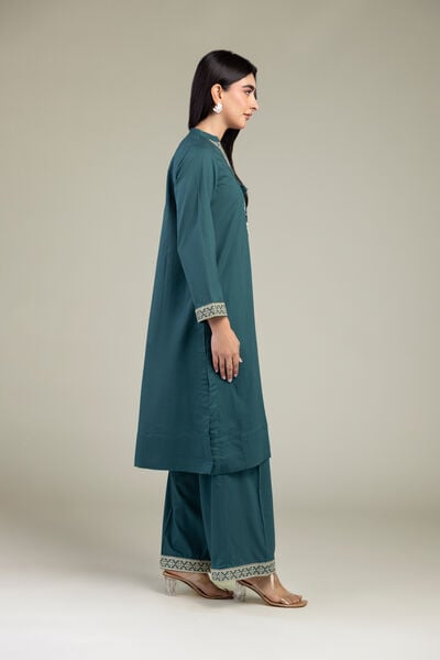 Embroidered | Cambric | Teal Cambric Pants | GBP 25.00