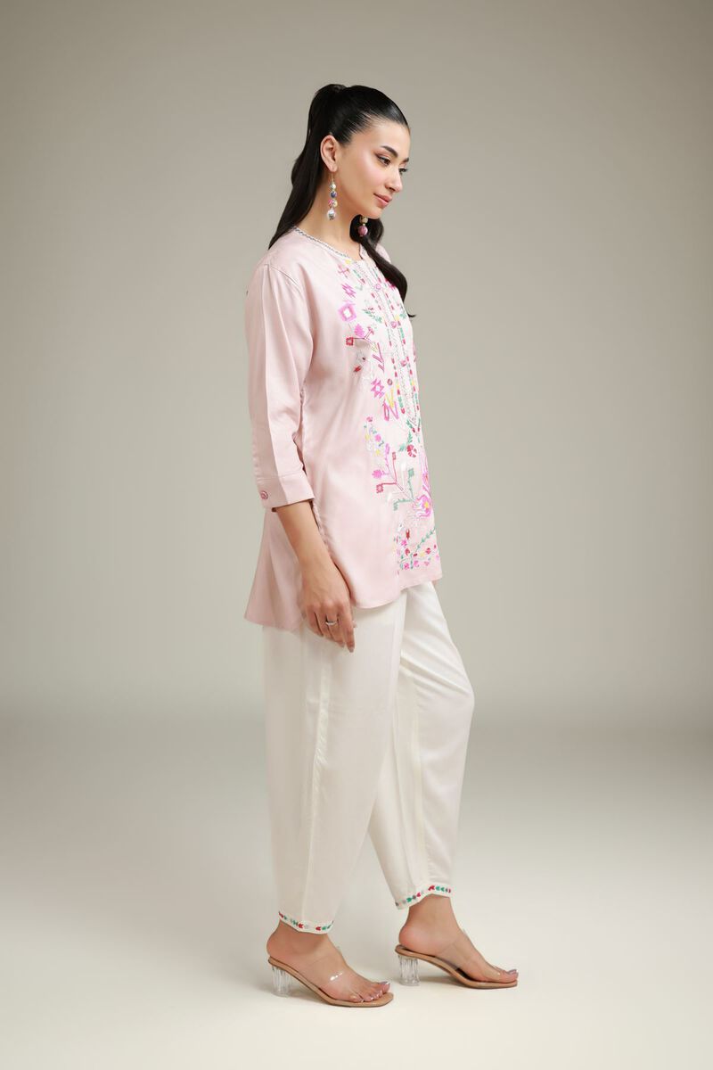 Embroidered | Viscose Crepe | White Viscose Trousers | GBP 20.00