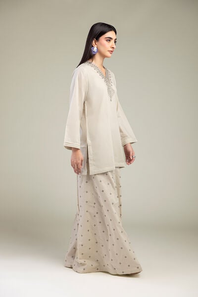 Embroidered | Cambric | Beige Cambric Pants | GBP 30.00