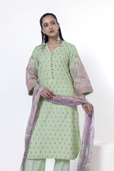Embroidered | Textured Cotton | Tailored 3 Piece | GBP 40.00