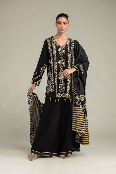Printed | Raw Silk | 3-Piece Co-ord Set | GBP 130.00