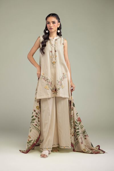 Embroidered | Textured Cotton | Textured Cotton Pants | GBP 40.00