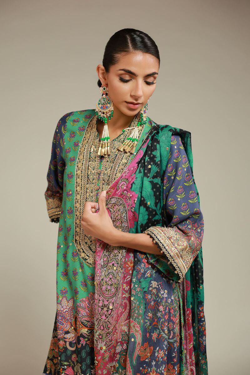 Embroidered | Raw Silk | 3 Piece Co-ord Set | null