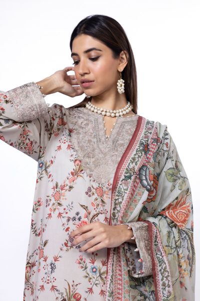 Embroidered | Cotton Satin | Fabrics 3 Piece | GBP 32.50