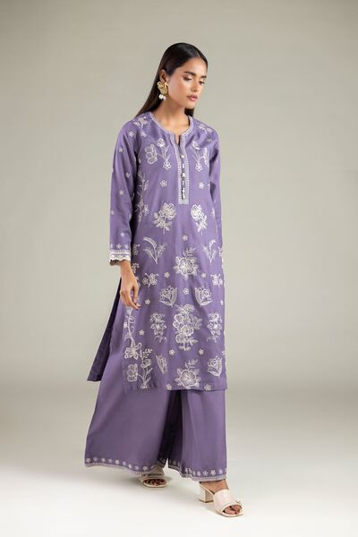 Embroidered | Raw Silk | Relaxed Floral Pants | GBP 35.00