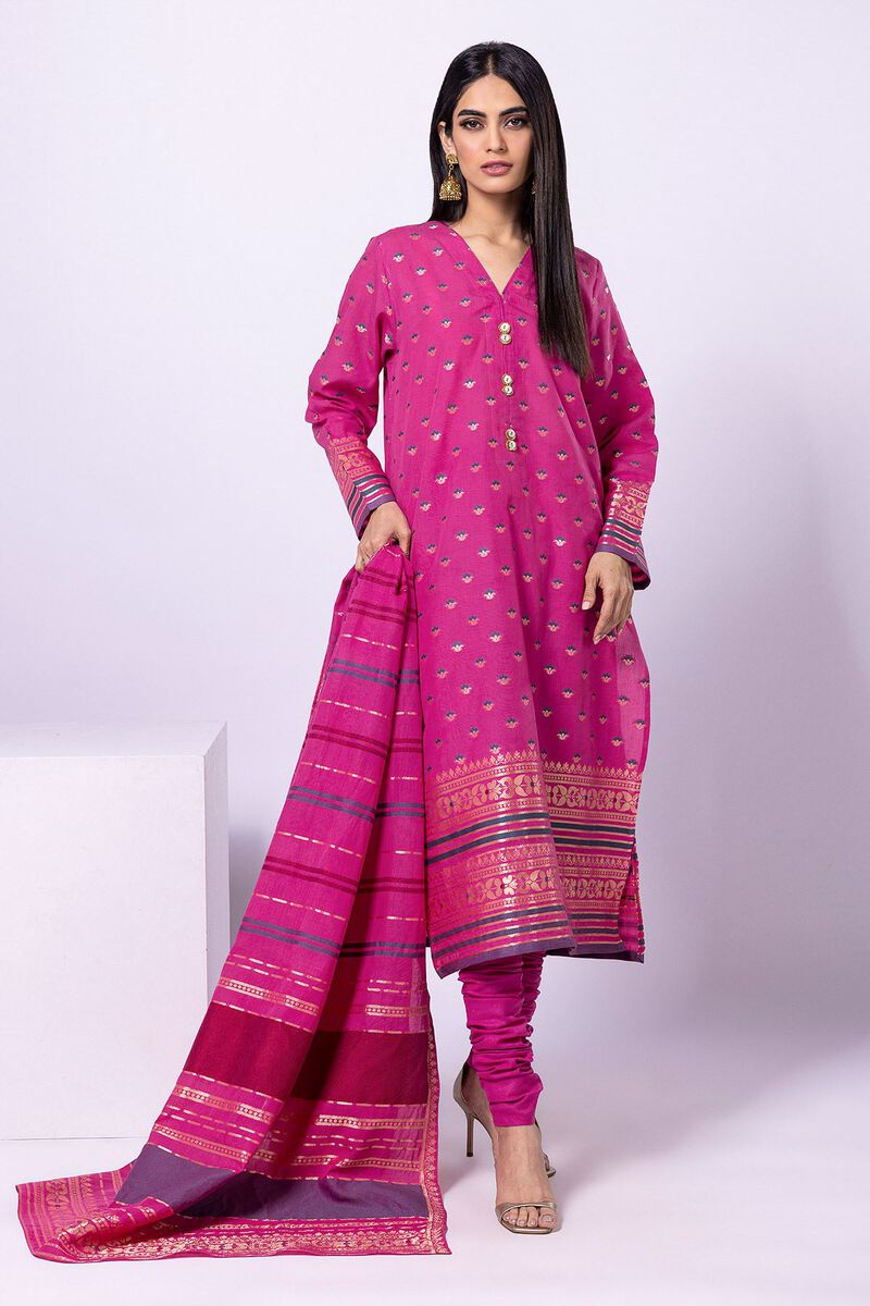 Dyed | Cotton Brosha Jacquard | Fabrics 3 Piece | null