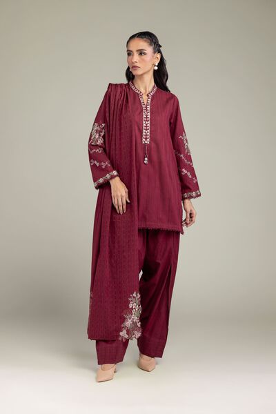 Embroidered | Textured Cotton | Floral Short Kurta | GBP 35.00