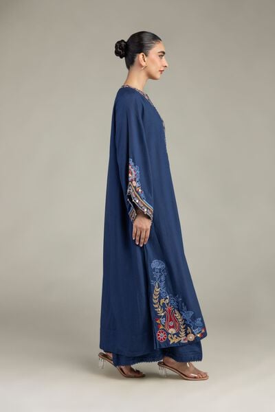 Embroidered | Raw Silk | Silk Navy Pants | GBP 25.00