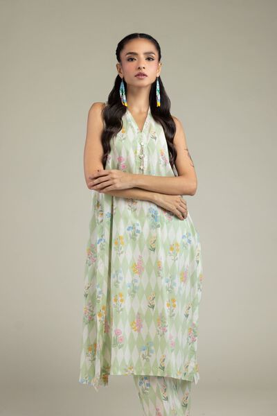 Printed | Cambric | Sleeveless Floral Kurta | GBP 30.00