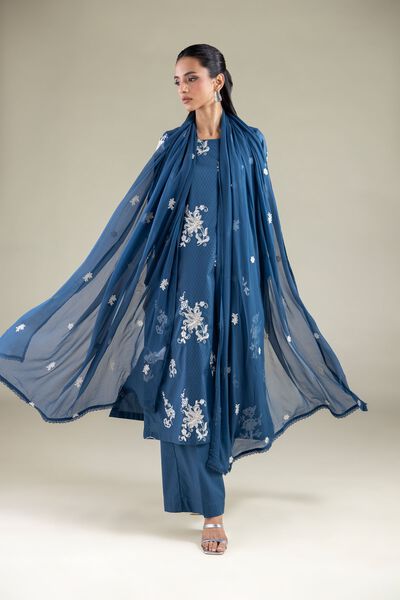 Embroidered | Chiffon | Floral Draped Dupatta | GBP 25.00