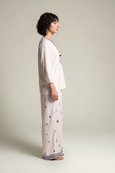 Embroidered | Viscose Crepe | Viscose Crepe Trousers | GBP 35.00