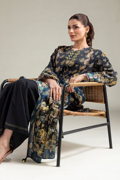 Embroidered | Jacquard | Black Tailored 3-Piece | GBP 60.00