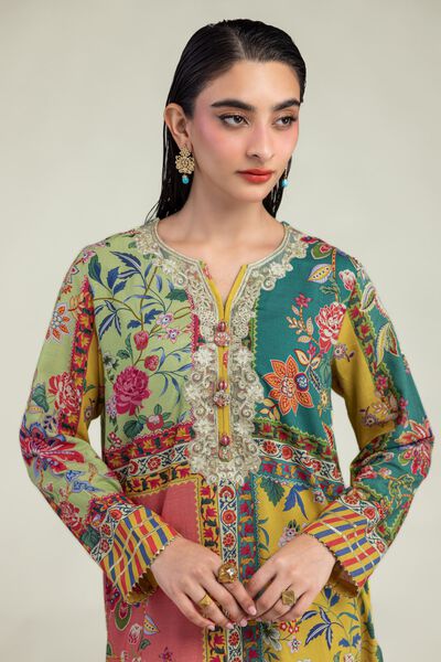 Embroidered | Raw Silk | Floral Silk Kurta | GBP 30.00