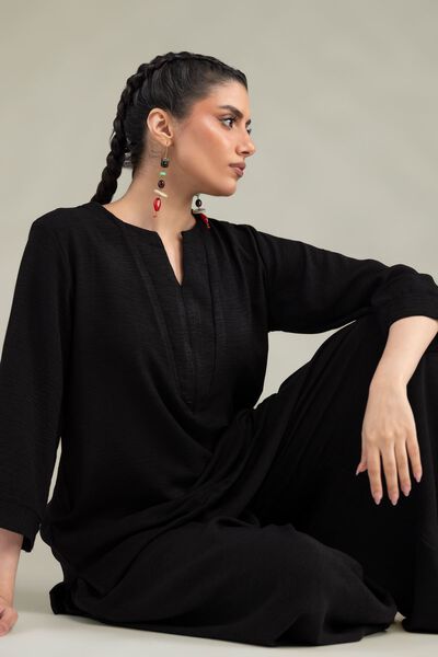 Dyed | Crepe Georgette | Solid Black Tunic | GBP 35.00