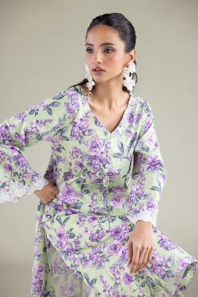 Embroidered | Cambric | Floral V-Neck Kurta | GBP 30.00