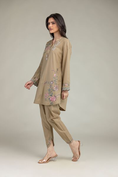 Embroidered | Cotton Dobby | Floral Beige Shalwar | GBP 15.00
