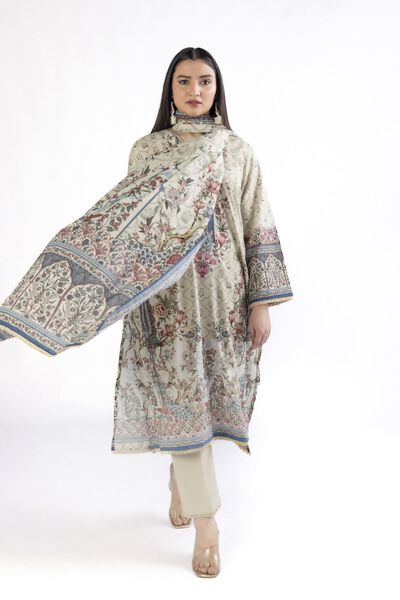 Printed | Slub Lawn | Tailored 3 Piece | GBP 25.00