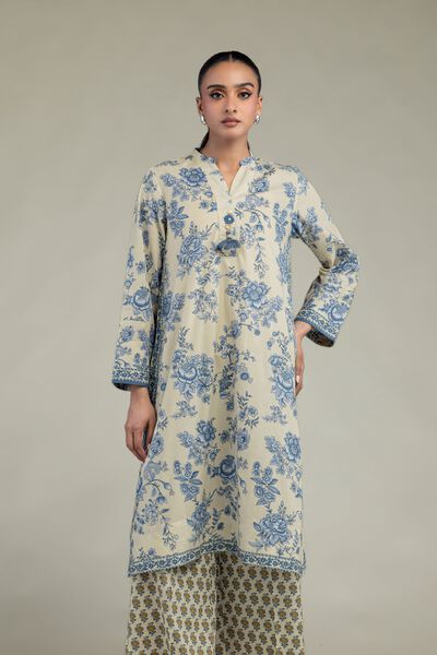 Printed | Cambric | Long Beige Kurta | GBP 30.00