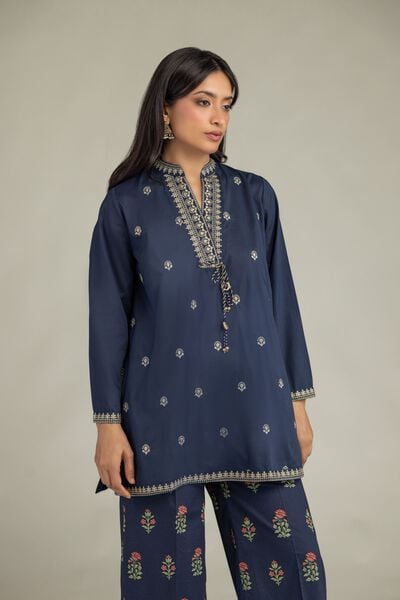 Embroidered | Cambric | Short Navy Kurta | GBP 35.00