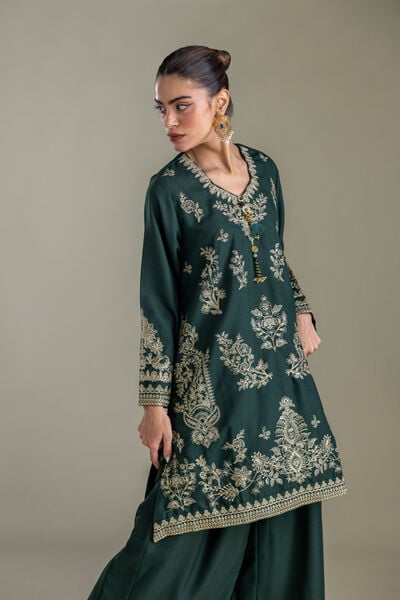 Embroidered | Heavy Blended Viscose | Dark Green Kurta | GBP 60.00