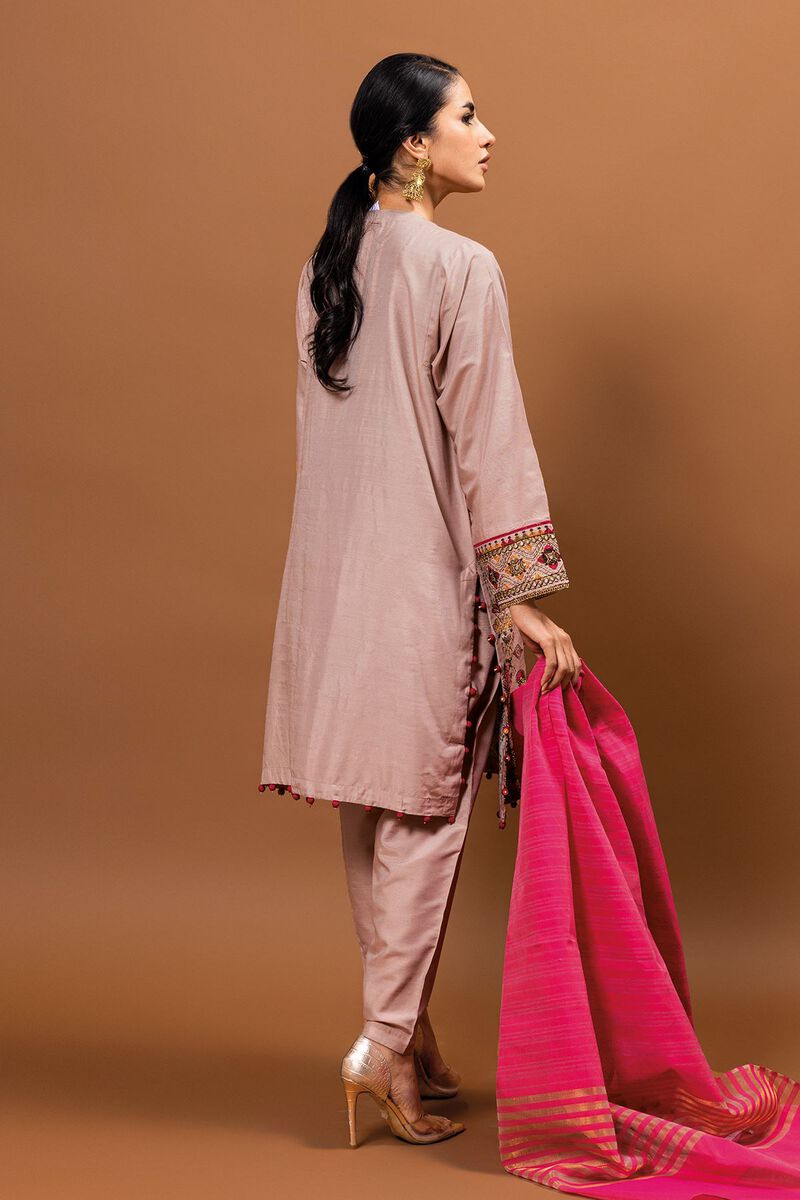 Embroidered | Dull Raw Silk | Fabrics 3 Piece | null