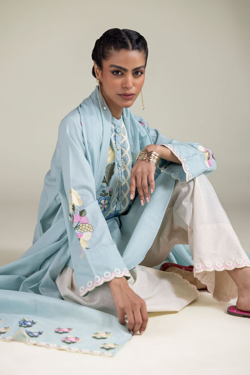 Floral Band Collar Kurta