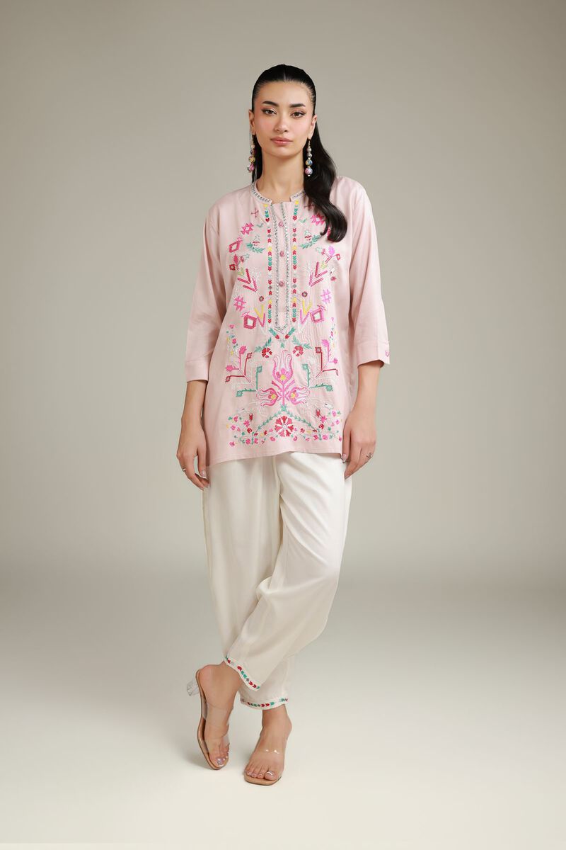 Embroidered | Viscose Crepe | White Viscose Trousers | GBP 20.00