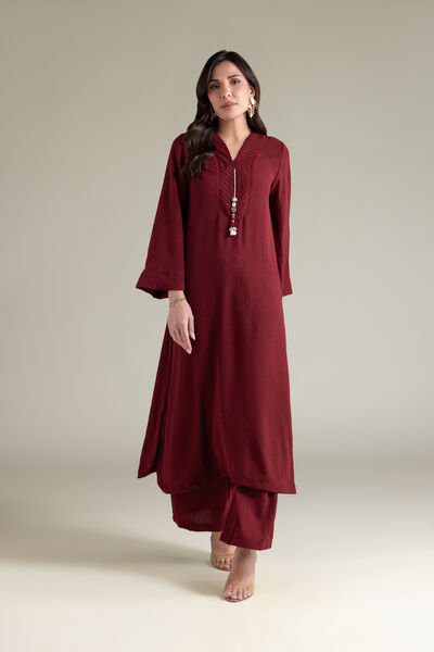 Dyed | Textured Georgette | Solid Magenta Pants | GBP 25.00