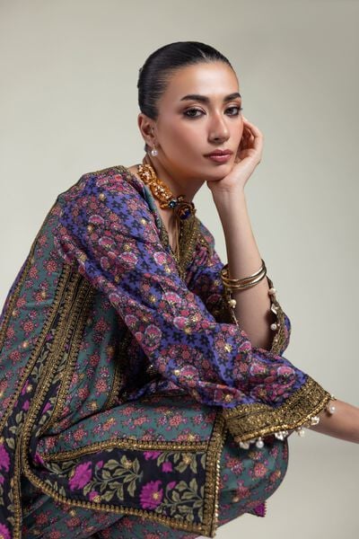 Embroidered | Raw Silk | Floral Co-ord Set | GBP 105.00