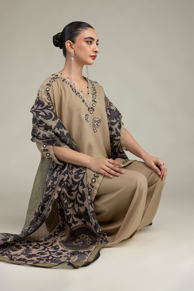 Embroidered | Mesuri | Beige Mesuri Dupatta | GBP 25.00