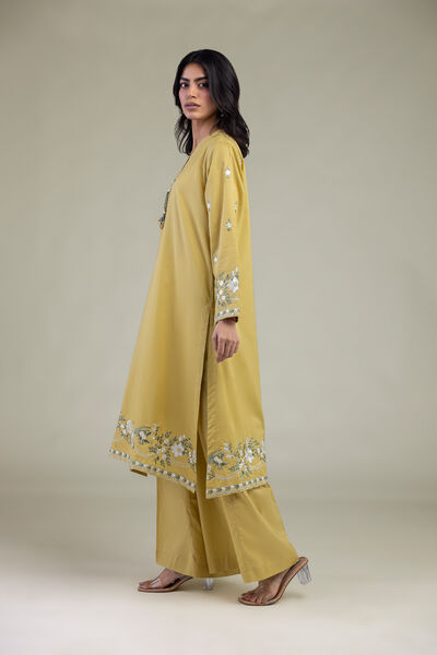 Embroidered | Cambric | Solid Mustard Pants | GBP 25.00