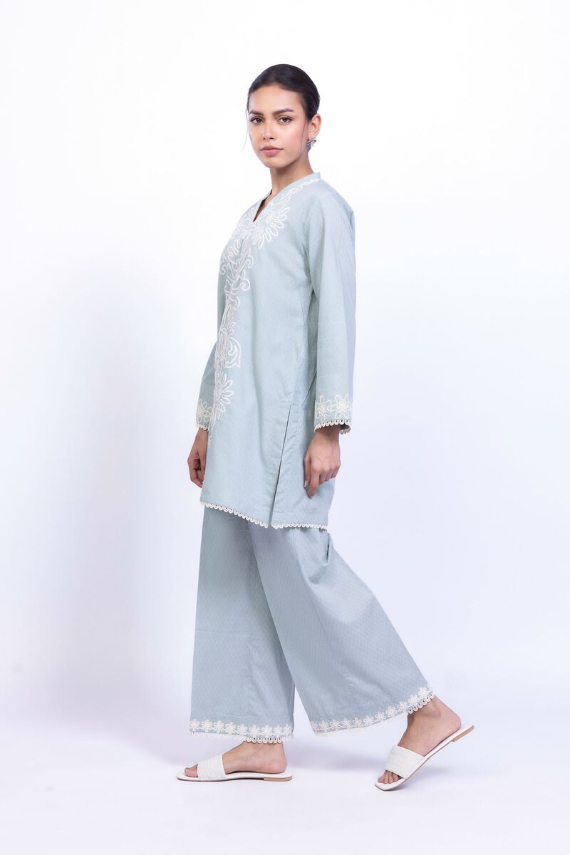 Embroidered | Cotton Dobby | Floral V-Neck Kurta | GBP 30.00