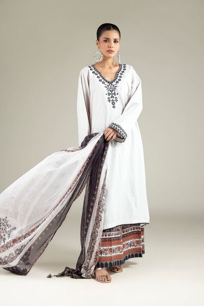 Embroidered | Cotton Dobby | Tailored 3-Piece Set | GBP 42.00