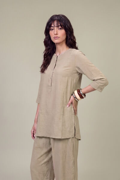 Dyed | Textured Georgette | Solid Beige Shirt | GBP 35.00