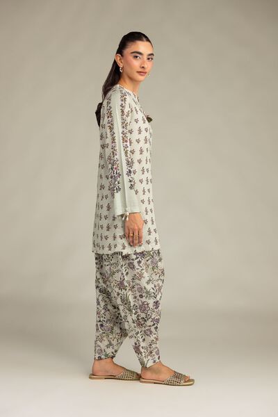 Printed | Raw Silk | Floral Silk Shalwar | GBP 30.00