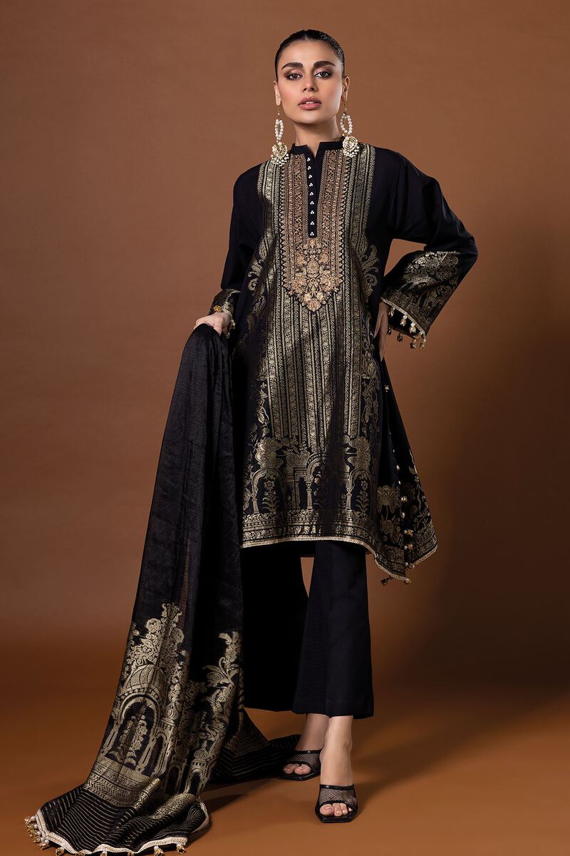Dyed | Composed Polyester Brosha Jacquard | Fabrics 3 Piece | null