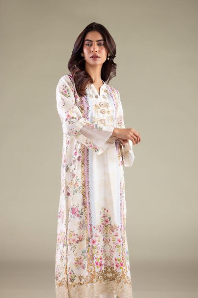 Embroidered | Raw Silk | Floral Zari Kurta | GBP 40.00