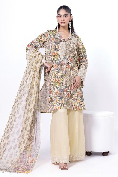 Embroidered | Cotton Satin | Fabrics 3 Piece | GBP 27.50