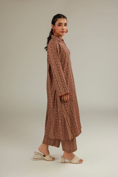 Printed | Textured Cotton | Brown Cotton Pants | GBP 17.00